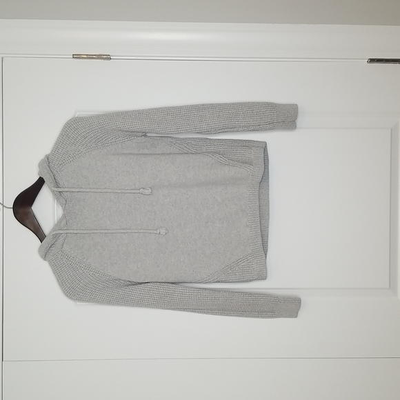 Rachel Zoe Heathered Gray Textured Knit Hoodie Sweater - Picture 2 of 6